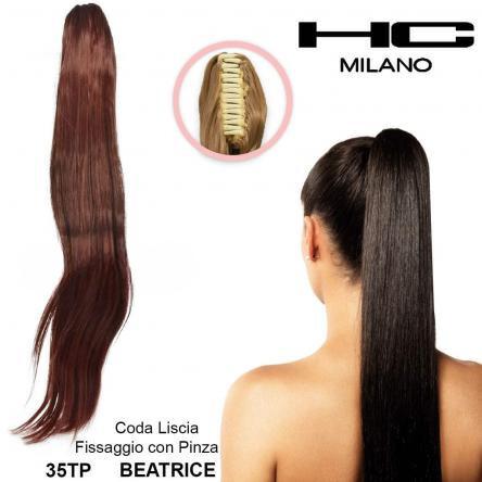 HC MILANO CODA BEATRICE FIBRA SINTETICA LISCIA CON PINZA Sicula Cosmetics SRL