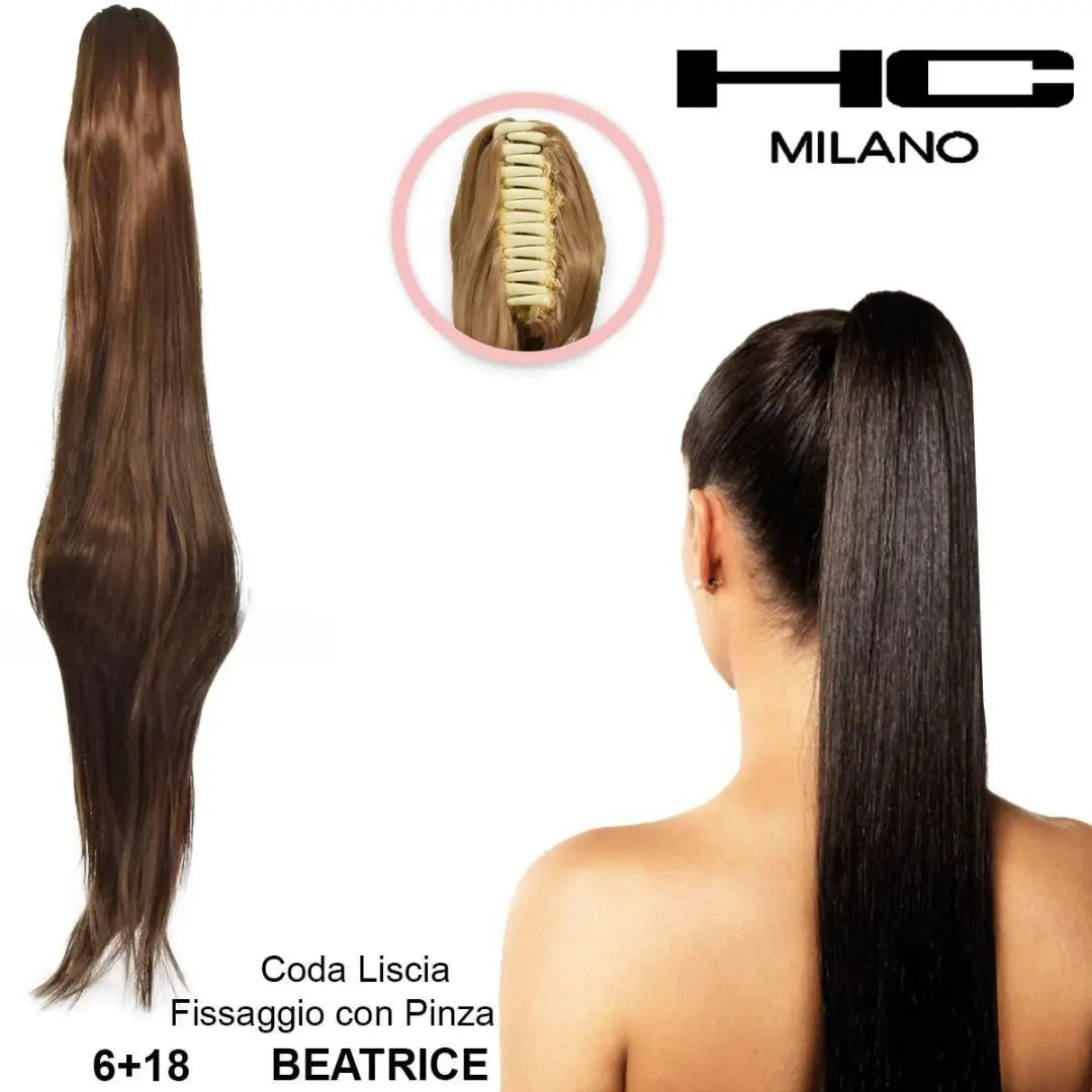 HC MILANO CODA BEATRICE FIBRA SINTETICA LISCIA CON PINZA.
