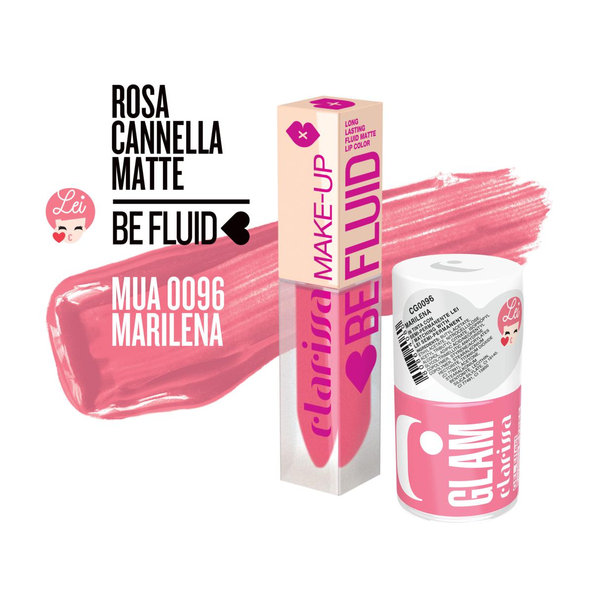 CLARISSA BE FLUID LIPCOLOR MARILENA-ROSA  MATTE 4ML  MUA0096 Sicula Cosmetics SRL