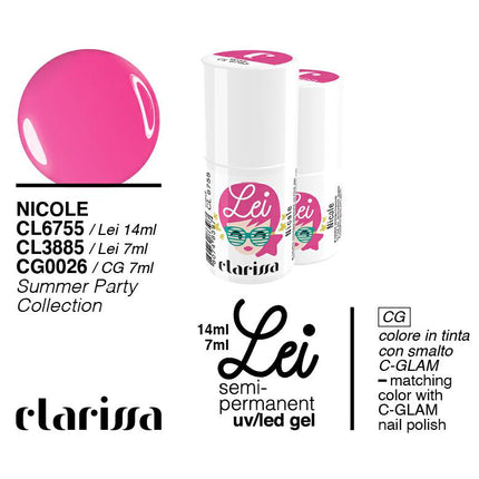 CLARISSA SMALTO SEMIPERMANENTE LEI NICOLE 7ML     CL 3885 Sicula Cosmetics SRL