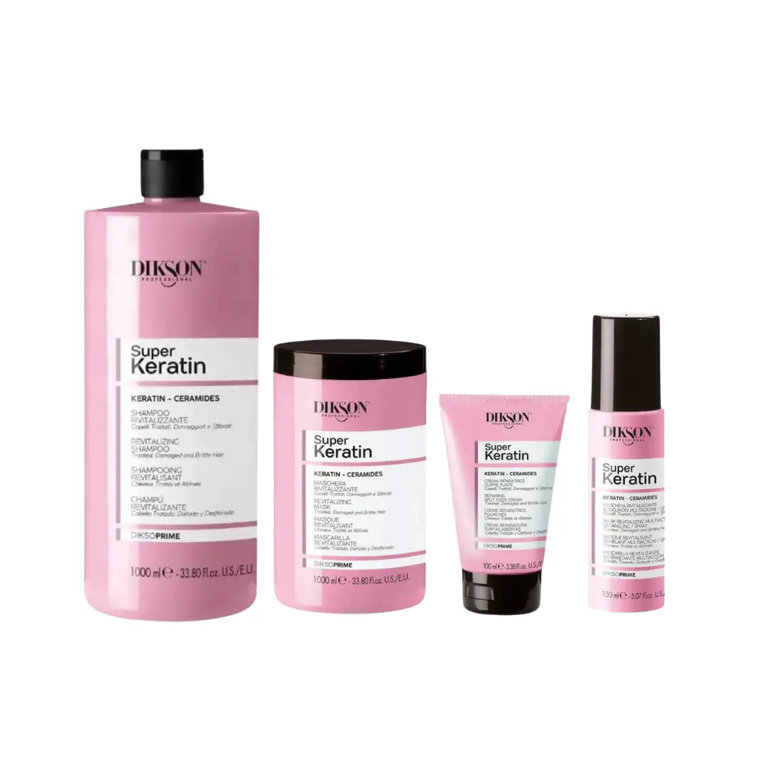 DIKSON PRIME KIT KERATIN SHAMPOO+MASK+FLUIDO+CREMA DOPPIE PUNTE Sicula Cosmetics SRL