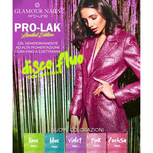 GLAMOUR NAILS PROLAK SMALTO SEMIPERMANENT.VIOLET DISCO FLUO 10ML