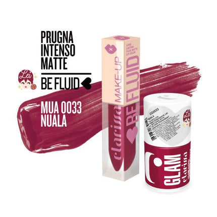 CLARISSA BE FLUID LIPCOLOR NUALA-PRUGNA INTENSO 4ML MUA 0033 Sicula Cosmetics SRL