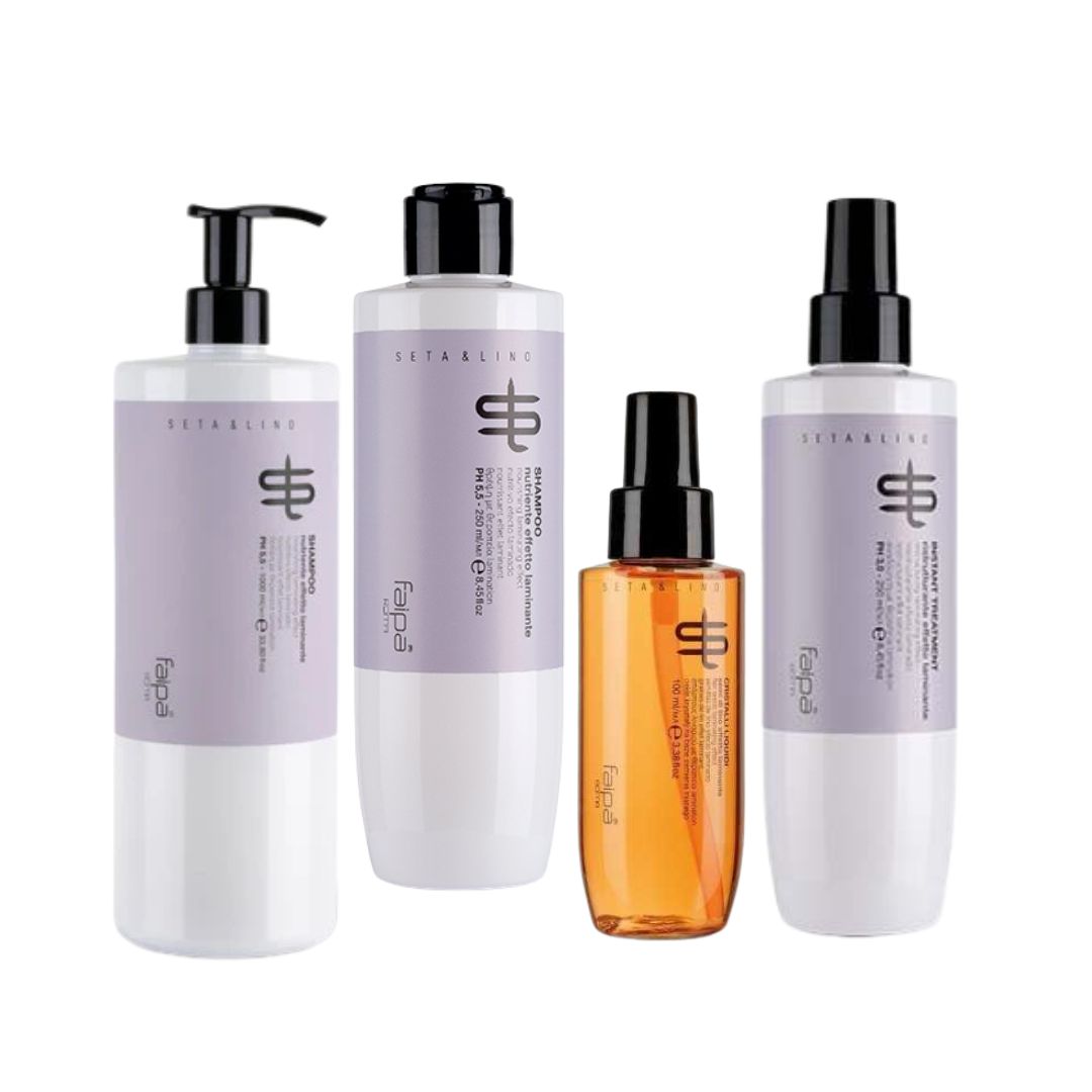 SETA & LINO KIT AFFETTO LAMINAZIONE SHAMPOO + CONDITIONER + TRATTAMENTO ISTANTANEO + CRISTALLI LIQUIDI