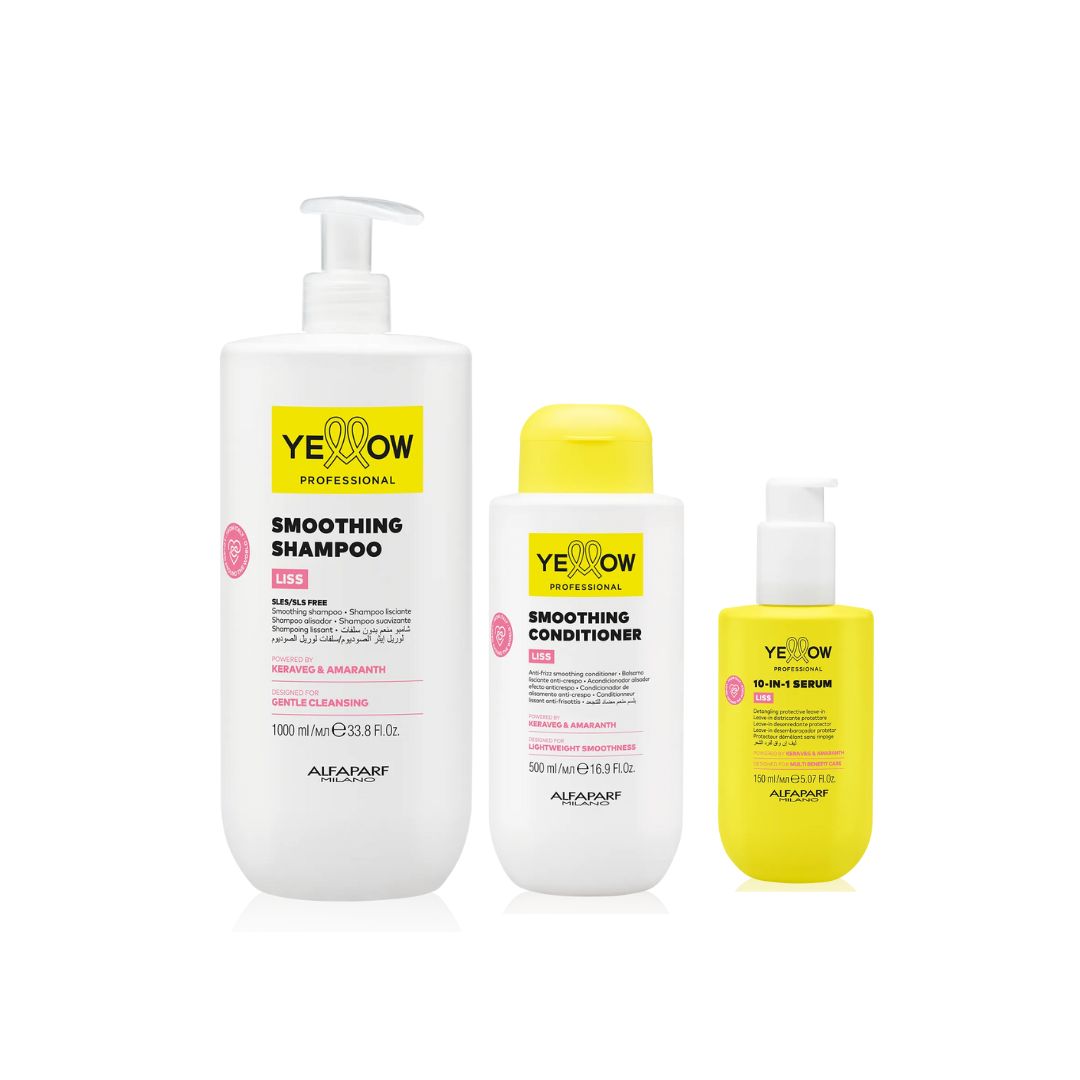 ALFAPARF YELLOW KIT LISS SHAMPOO 1000ml+CONDITIONER 500ml+10 IN 1 SERUM 150ml Sicula Cosmetics SRL