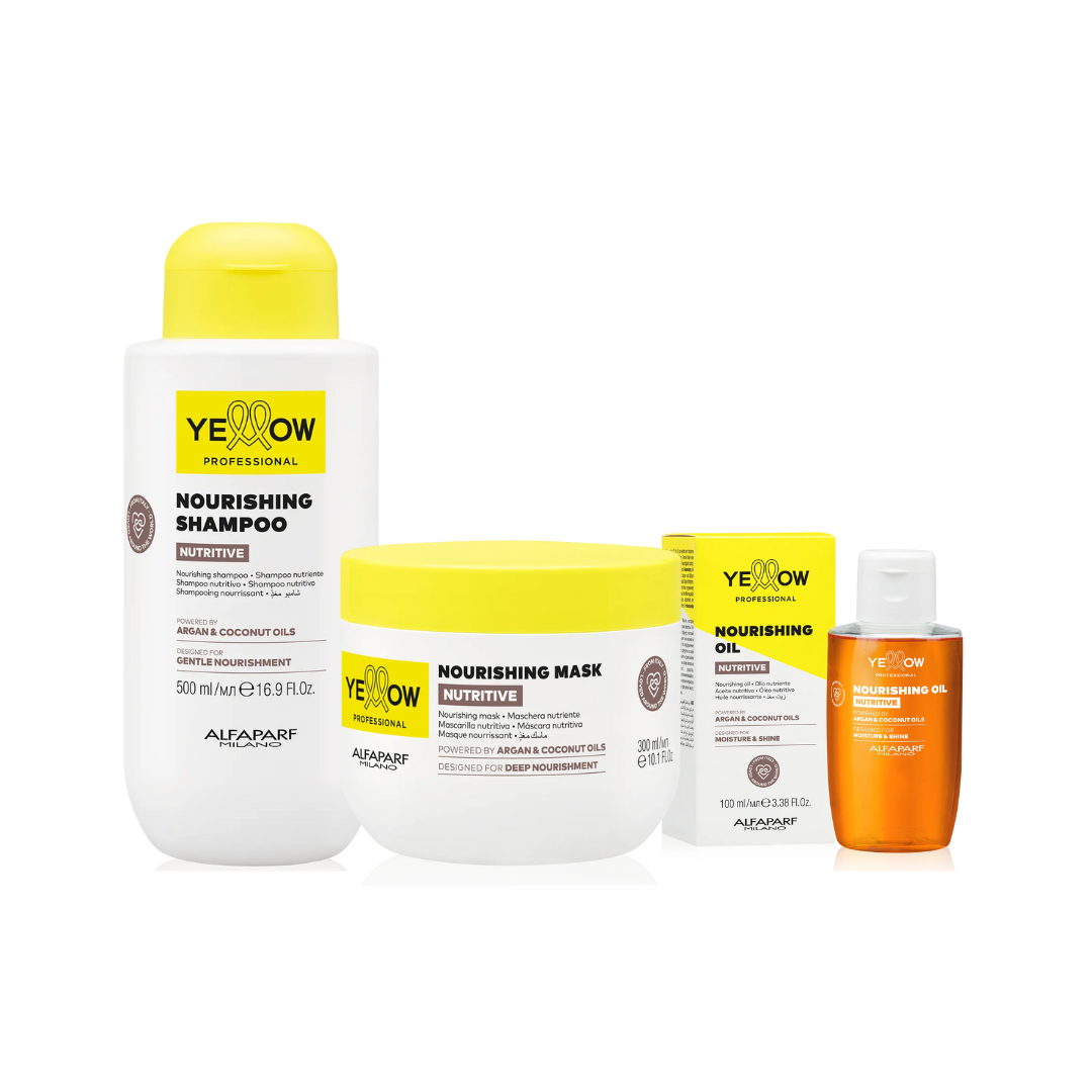 ALFAPARF YELLOW KIT NUTRITIVE SHAMPOO 500ml + MASK 300ml + OIL 100ml Sicula Cosmetics SRL